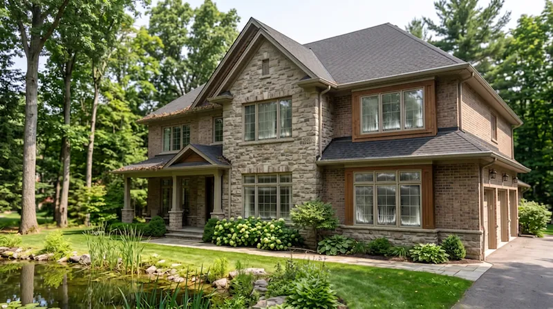 dirty windows and clogged gutters near trees and pond Oak Lawn IL