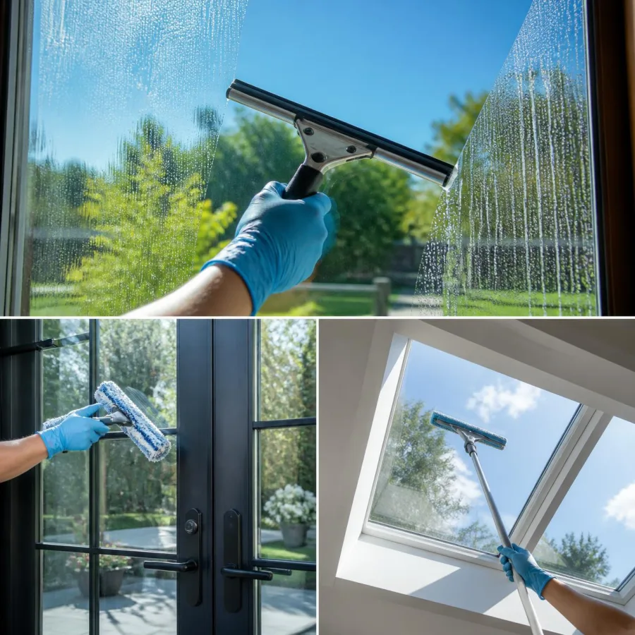 cleaning specialty glass doors and a skylight Oak Lawn IL